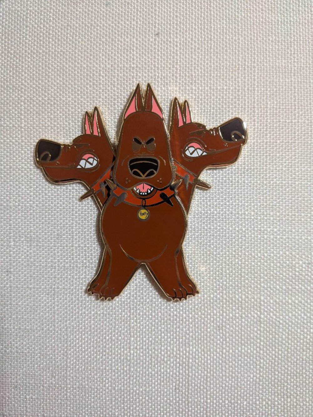 Fluffy Three-headed Dog Pin